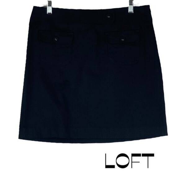 LOFT Textured Black Front Pockets Academia Prep Skirt NWOT Size 10 - Picture 1 of 11